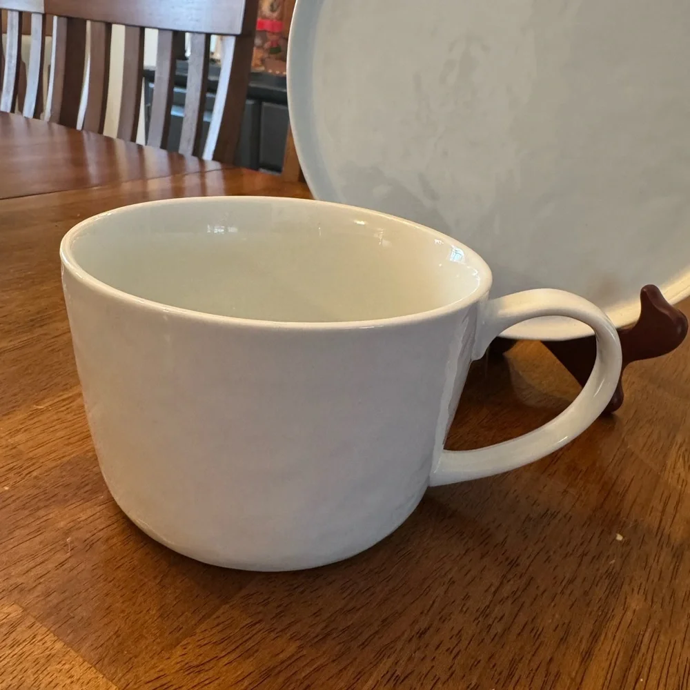 2 Crate & Barrel Soup And Sandwich Set Mercer White Jumbo 20 oz Farmhouse